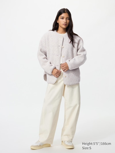 Pile Lined Fleece Relaxed Cardigan