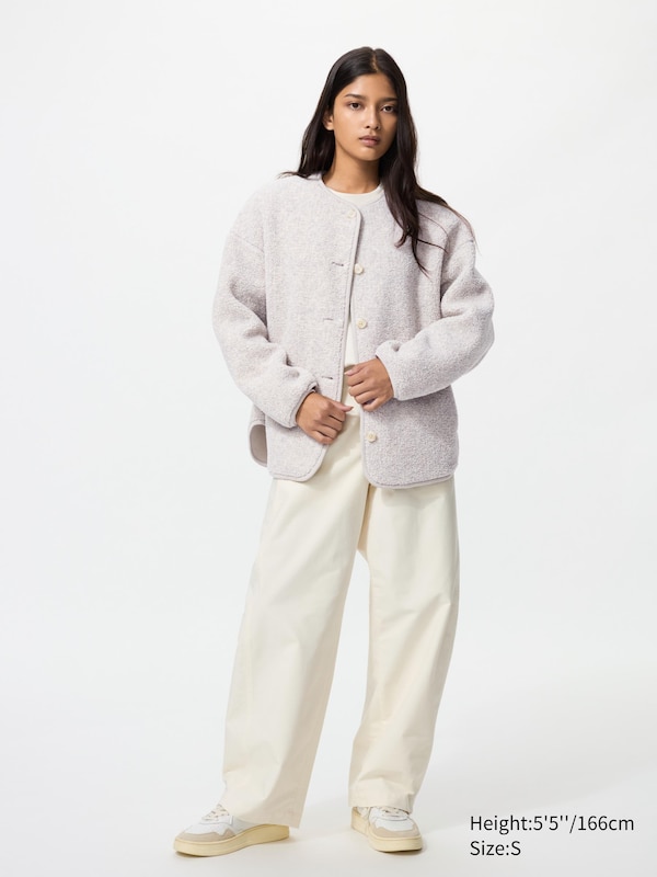 Pile Lined Fleece Relaxed Cardigan
