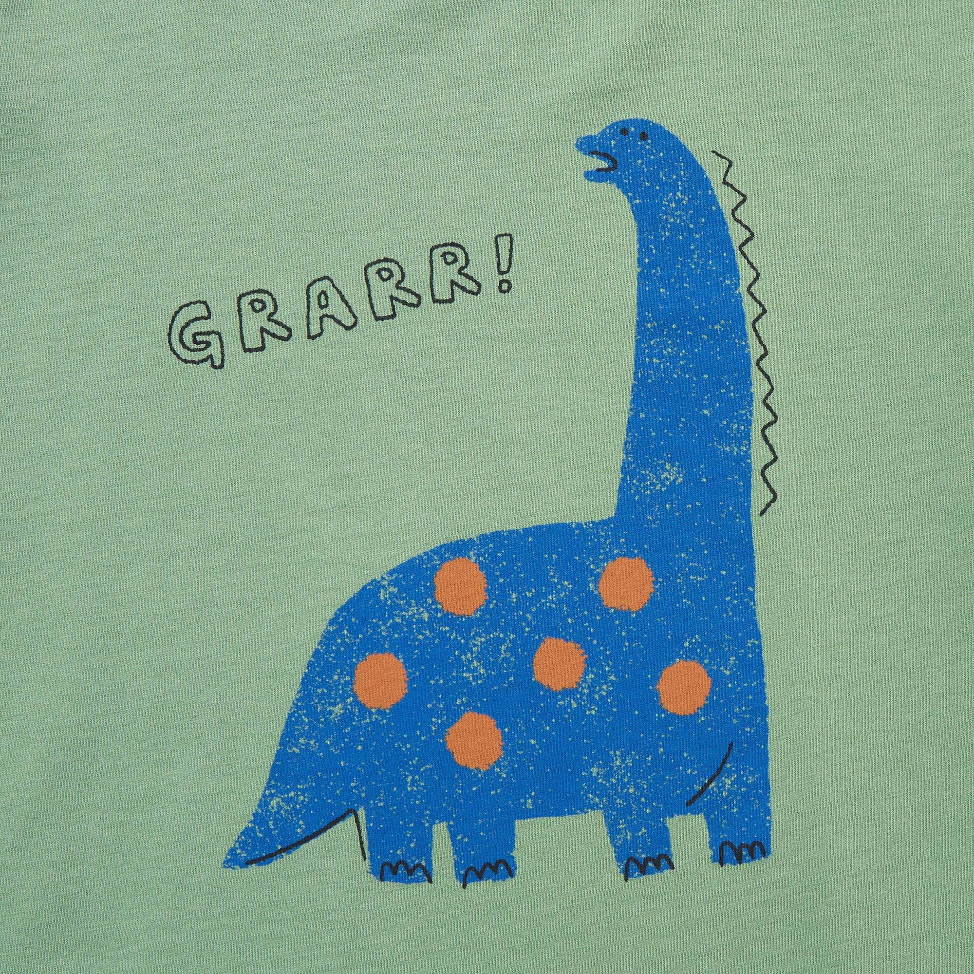 With a dinosaur graphic.
