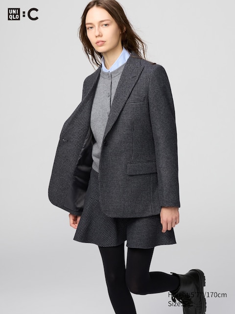 Твидовый пиджак Uniqlo GRAY