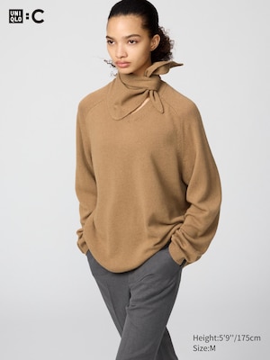 Cashmere Relaxed V-Neck Sweater | With Scarf