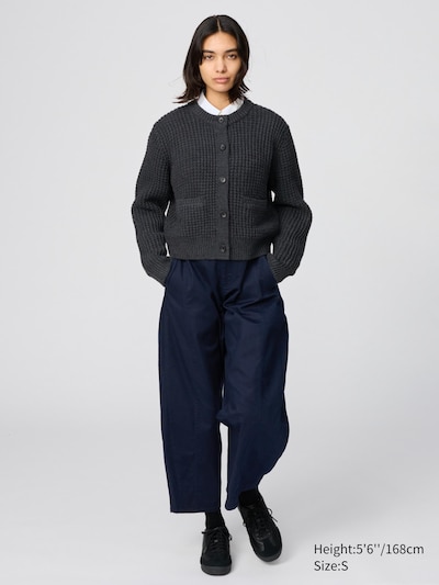 ワッフルニットクルーネックカーディガン