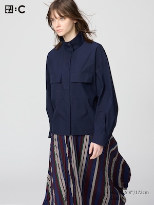 Cotton Stand Collar Shirt Jacket