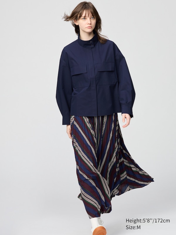 Cotton Stand Collar Shirt Jacket