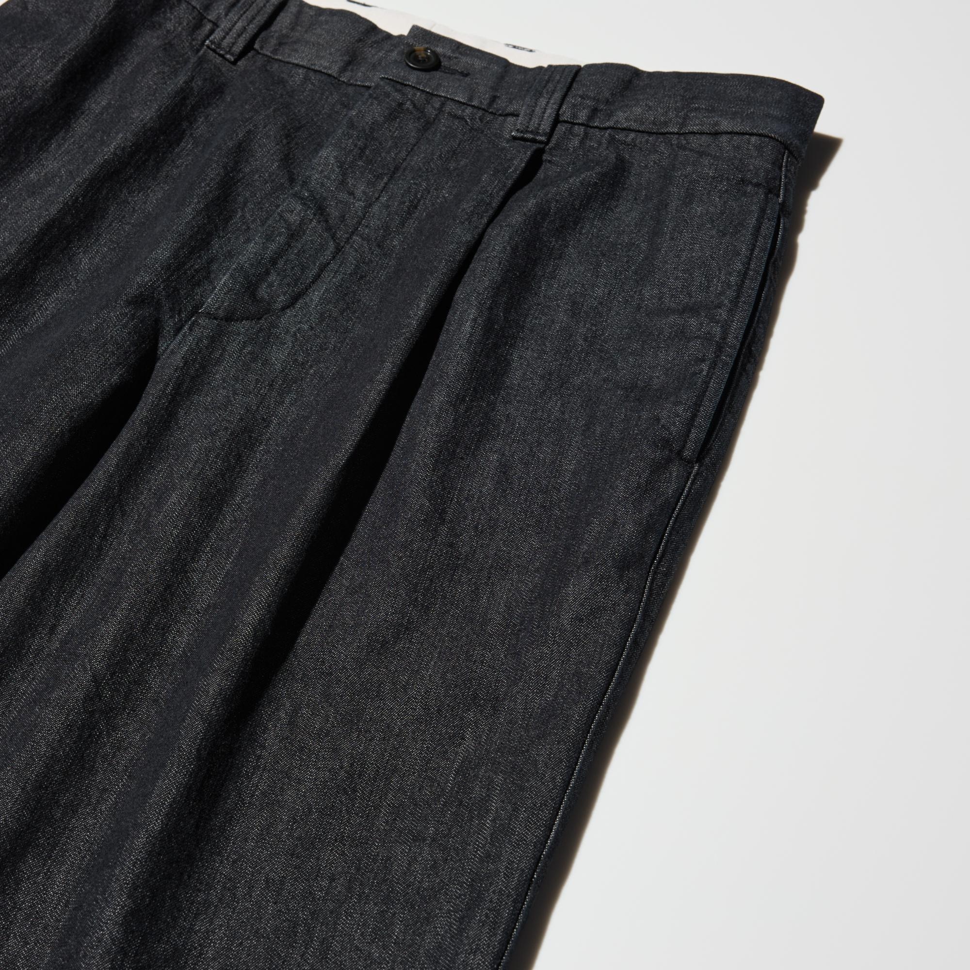 Pleated Straight Pants | Denim | UNIQLO US