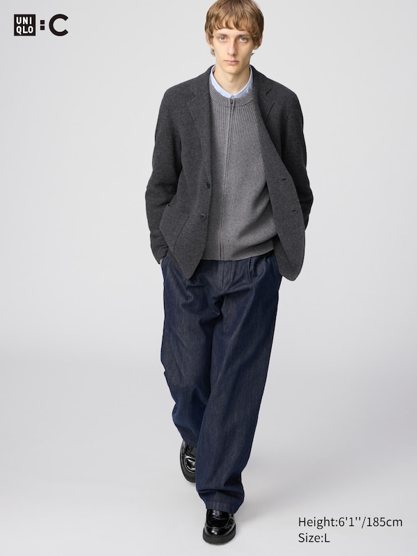 Pleated Straight Pants | Denim