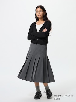 Wide Pleated Midi Skirt