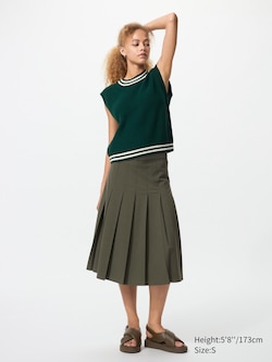 Wide Pleated Midi Skirt