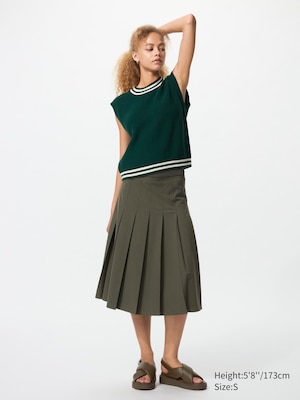 Wide Pleated Midi Skirt