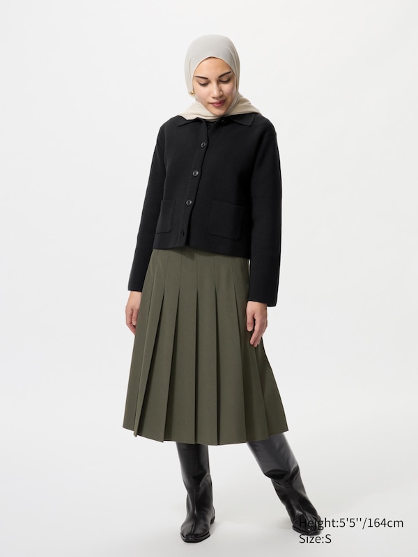 Wide Pleated Midi Skirt