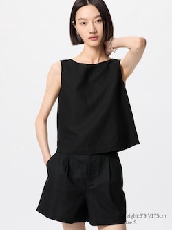 Linen Blend Sleeveless Blouse