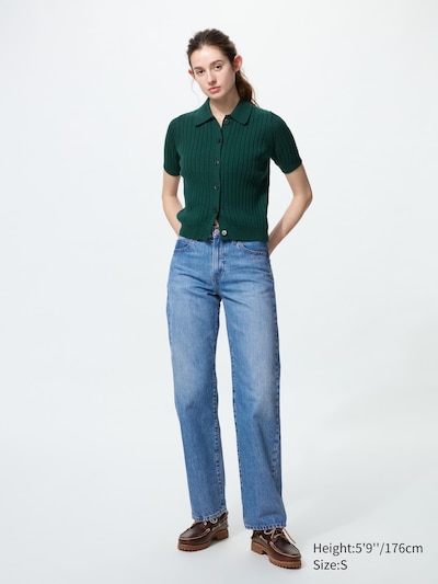 Ribbed Polo Cardigan | Short Sleeve