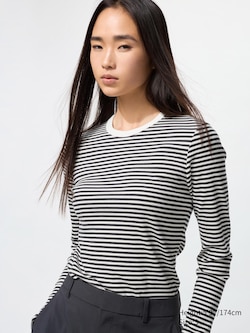 Soft Ribbed T-Shirt | Long Sleeve | Striped