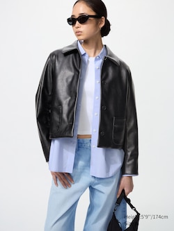 Coated Short Jacket | Faux Leather