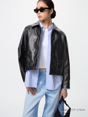 Coated Short Jacket | Faux Leather