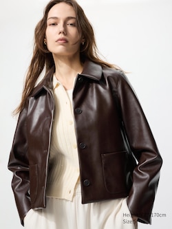 Coated Short Jacket | Faux Leather