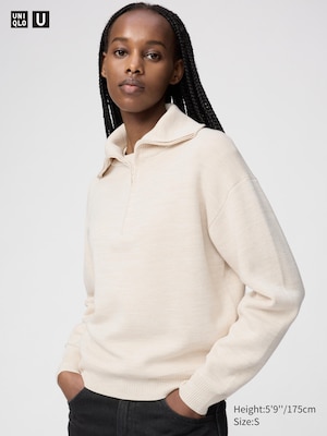 Lambswool Mock Neck Sweater | Striped