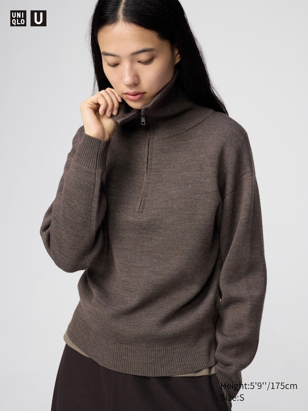 Double Face Knit Half-Zip Sweater