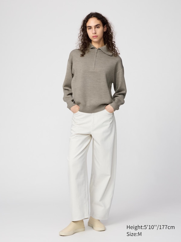Double Face Knit Half-Zip Sweater