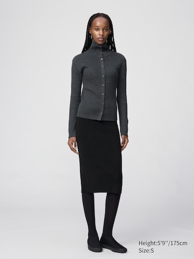 Merino Blend High Neck Cardigan