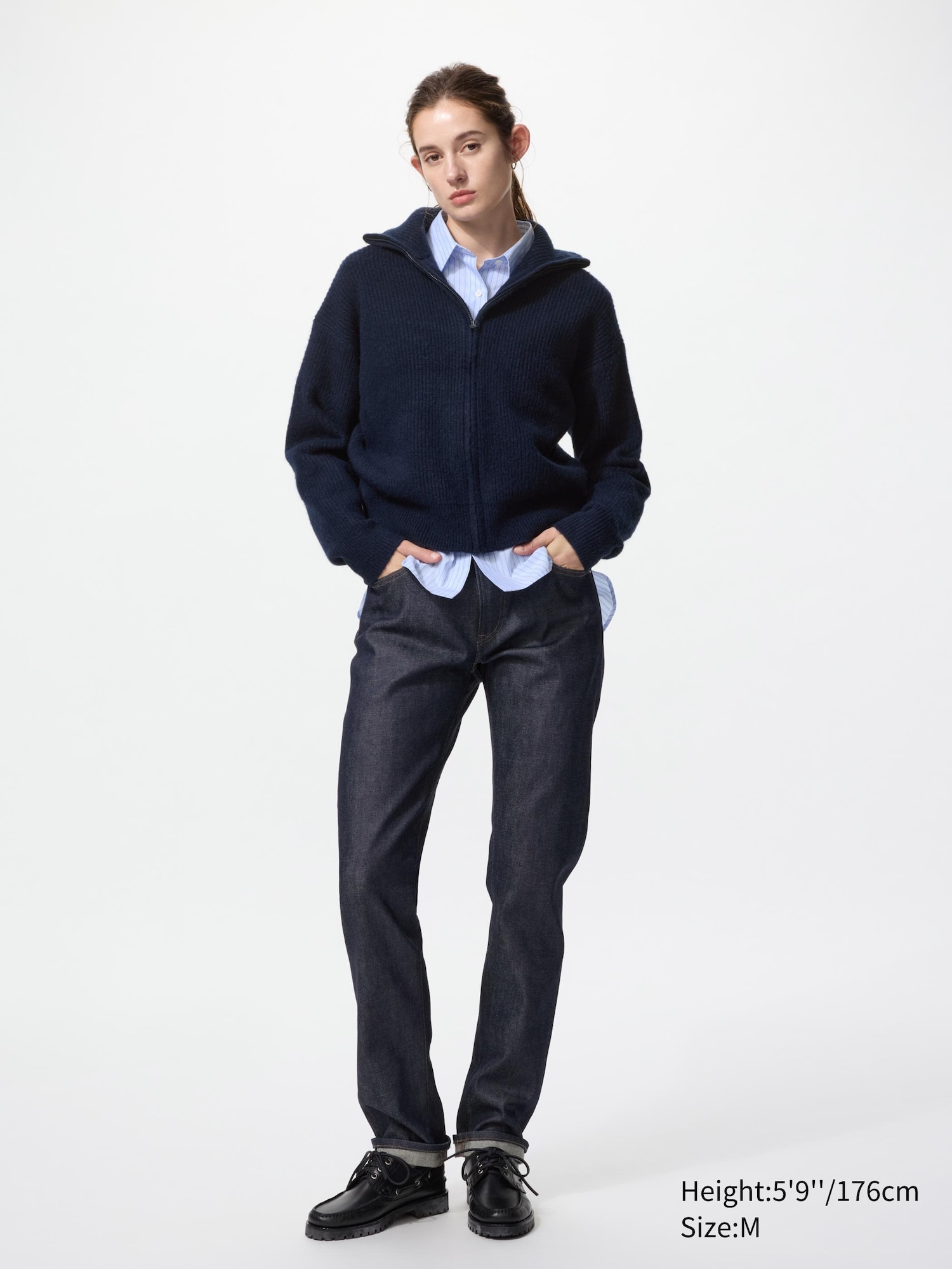 FOXEY 45271 Souffle Cardigan ダークネイビー Souffle Yarn Full Zip