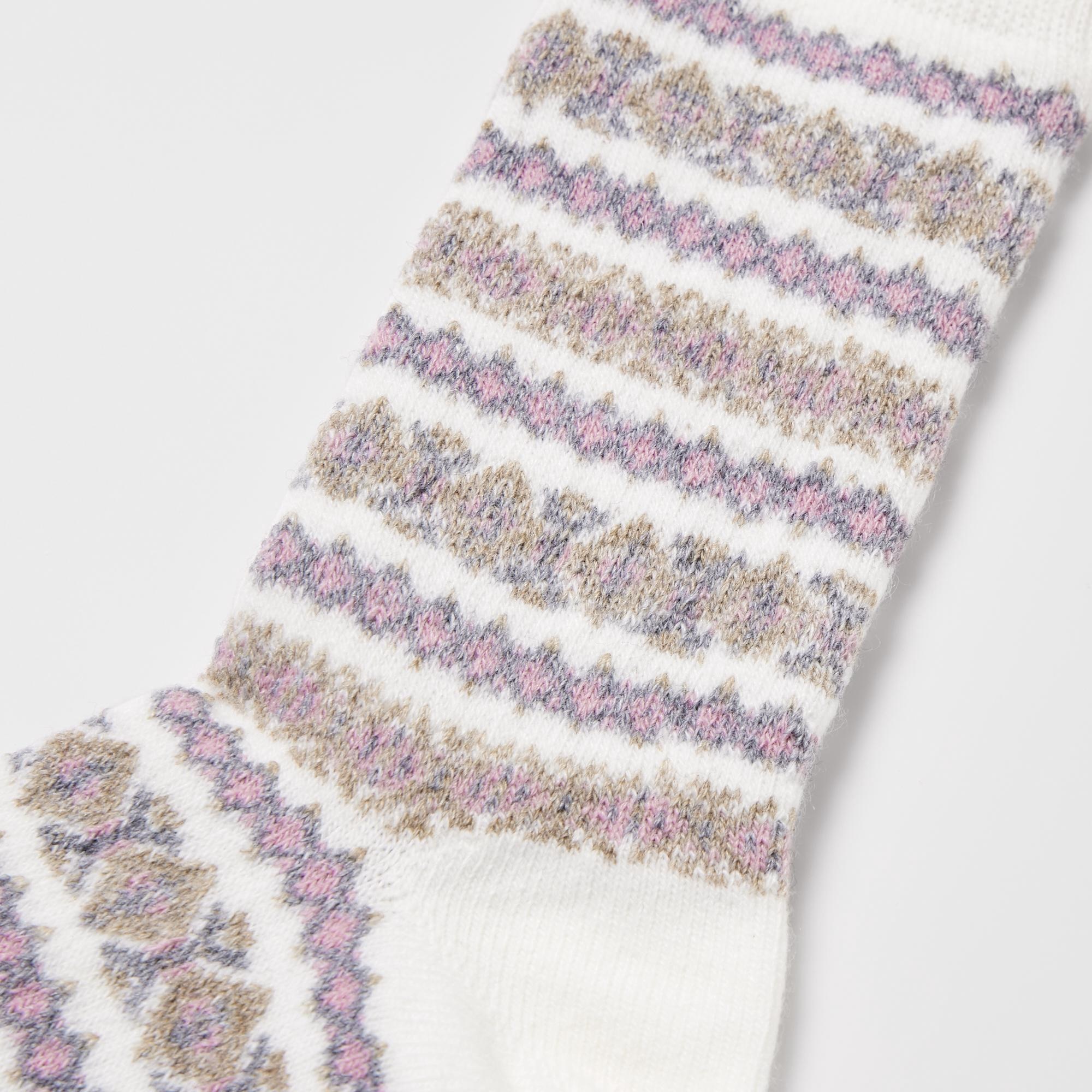 Fair Isle pattern, specially knitted to prevent threads from snagging. Thick fabric, great for wearing with sneakers and ankle boots.