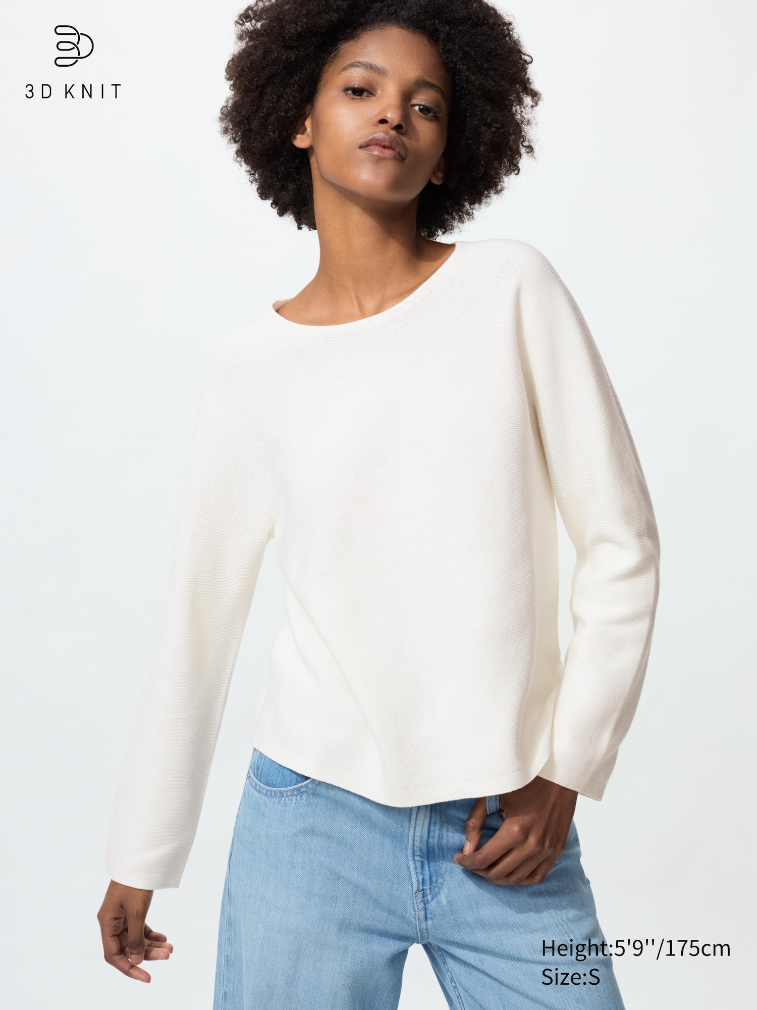 ［予約］3D knit tops BLU Buy Mid-Blue Texture Crew Neck Regular Mock Shirt Jumper