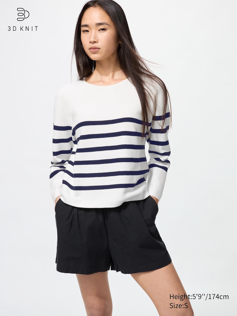 3D Knit Cotton Sweater | Striped_01