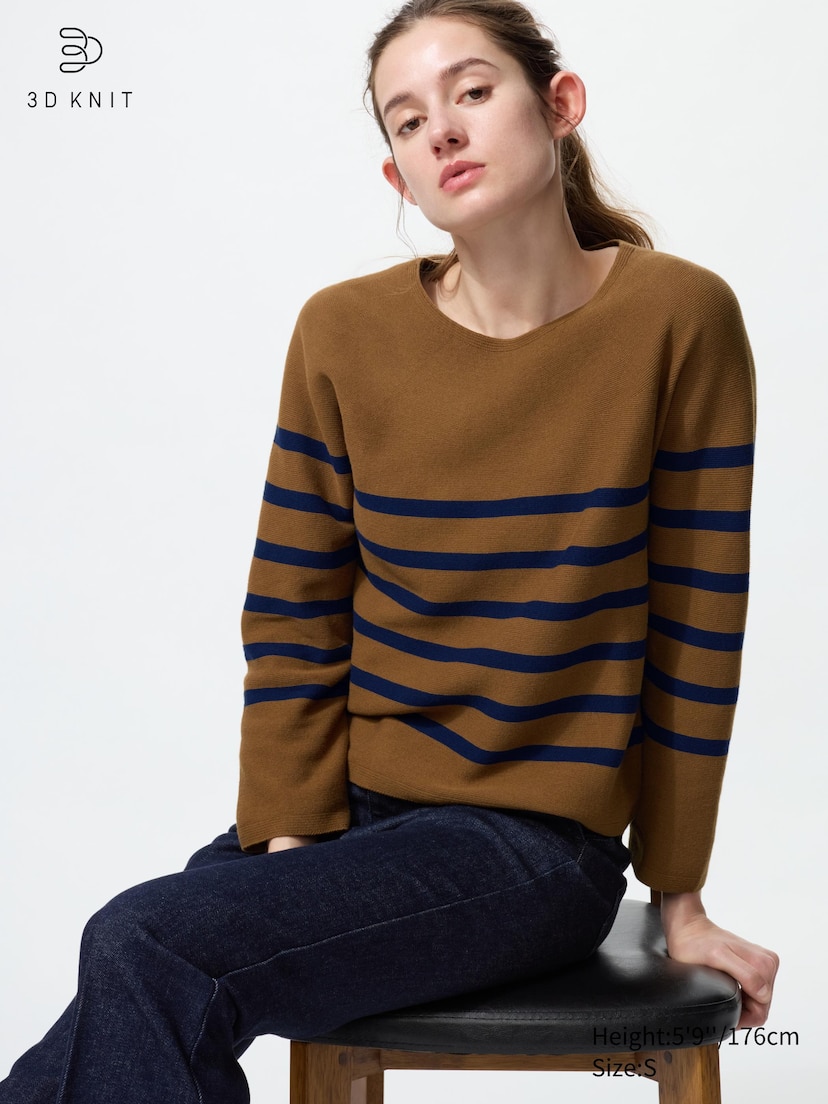 3D Knit Cotton Sweater | Striped_36