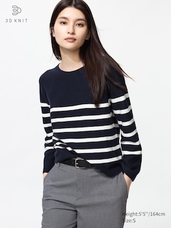 3D Knit Cotton Sweater | Striped
