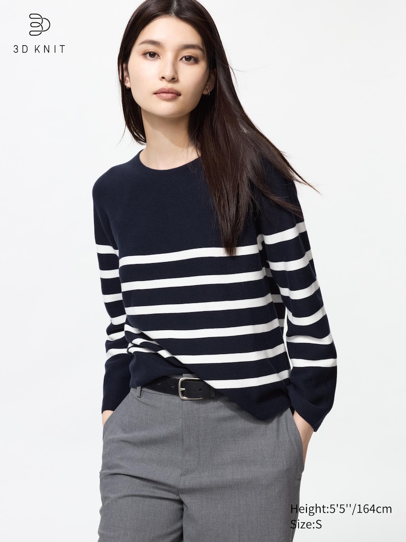 3D Knit Cotton Sweater | Striped_69