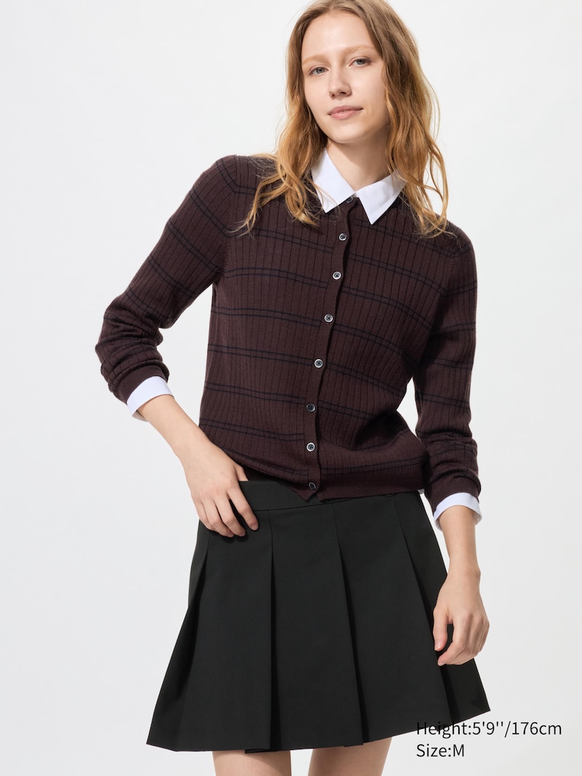 Merino Ribbed Short Cardigan | Striped_39