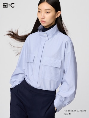 Cotton Stand Collar Shirt Jacket