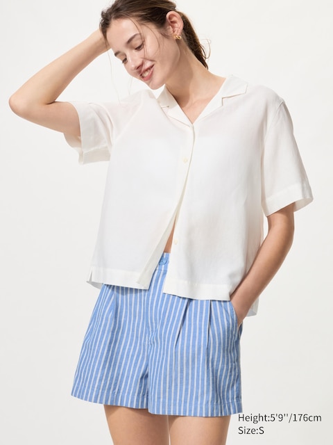 Uniqlo Linen Cotton Shorts | Striped