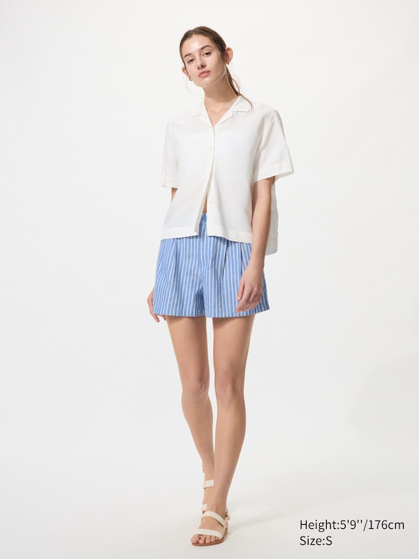 Linen Cotton Shorts | Striped