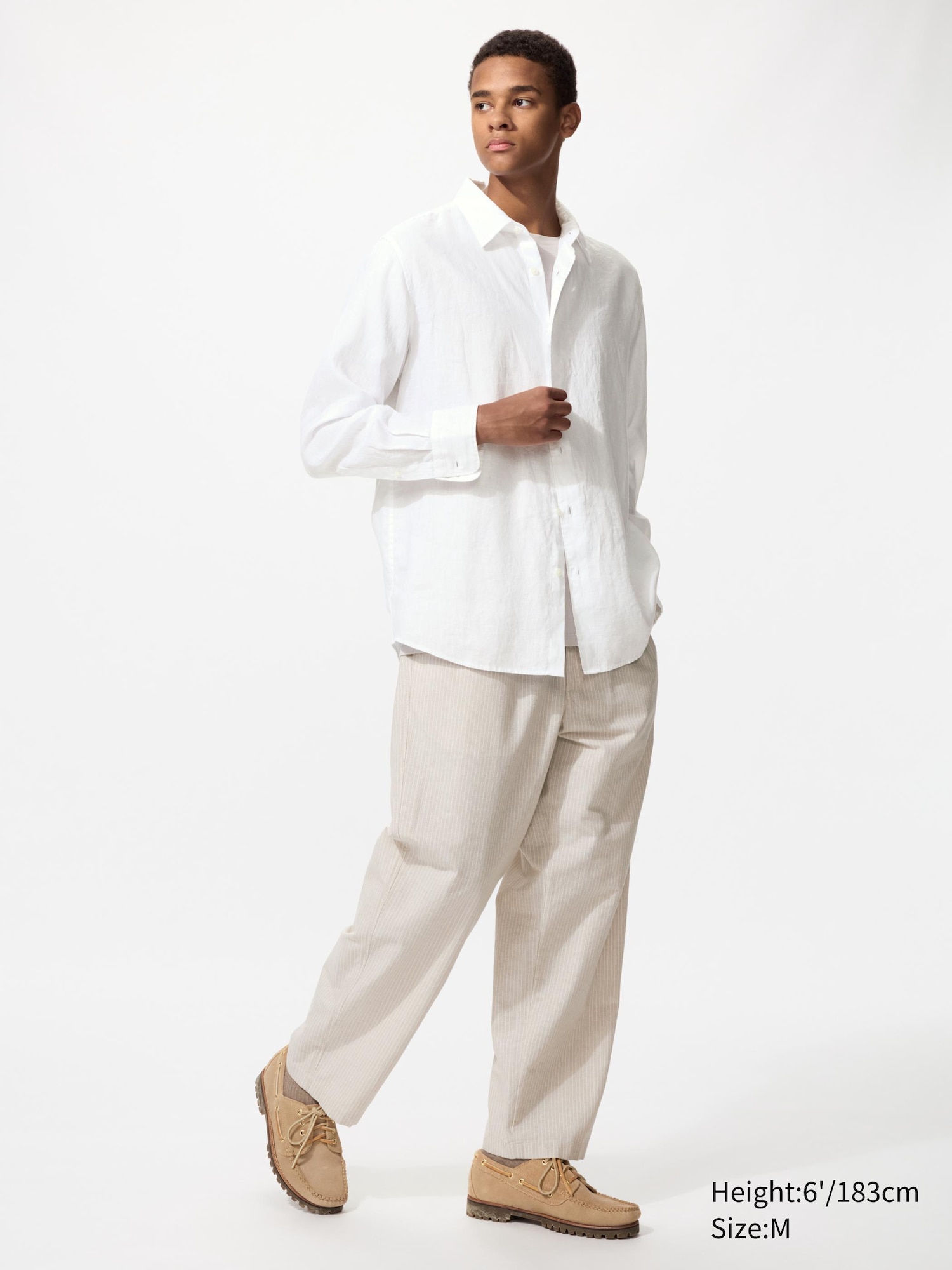 Linen Blend Easy Ankle Pants | Striped