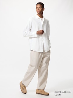Linen Blend Easy Ankle Pants | Striped