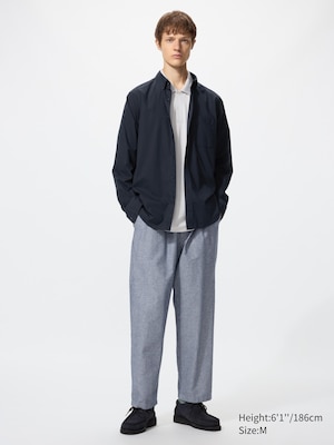 Linen Blend Easy Ankle Pants | Striped