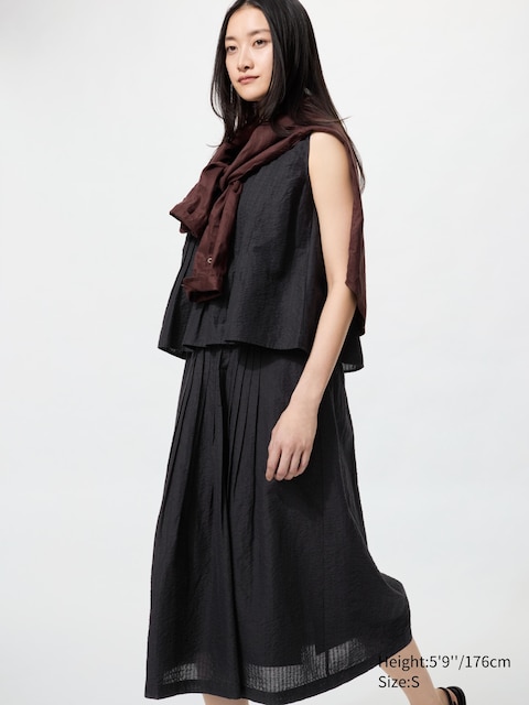 Uniqlo Linen Blend Tuck Long Skirt