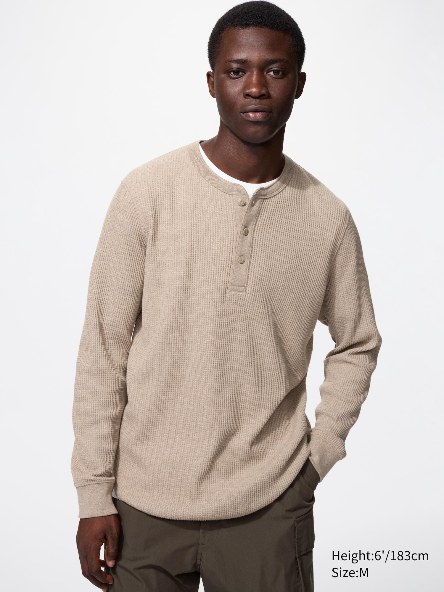Unisex Waffle Henley Neck T-Shirt | Long Sleeve | UNIQLO US