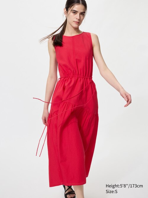 Linen Blend Tiered Dress