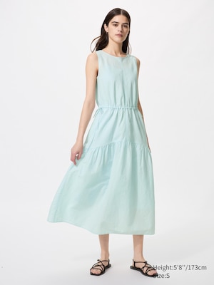 Linen Blend Tiered Dress