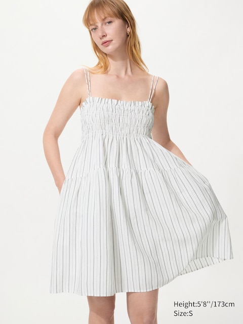 Uniqlo Linen Blend Camisole Dress | Striped