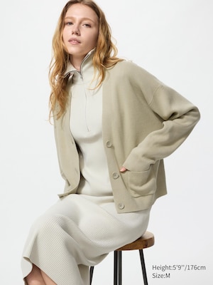 Smooth Cotton V-Neck Cardigan