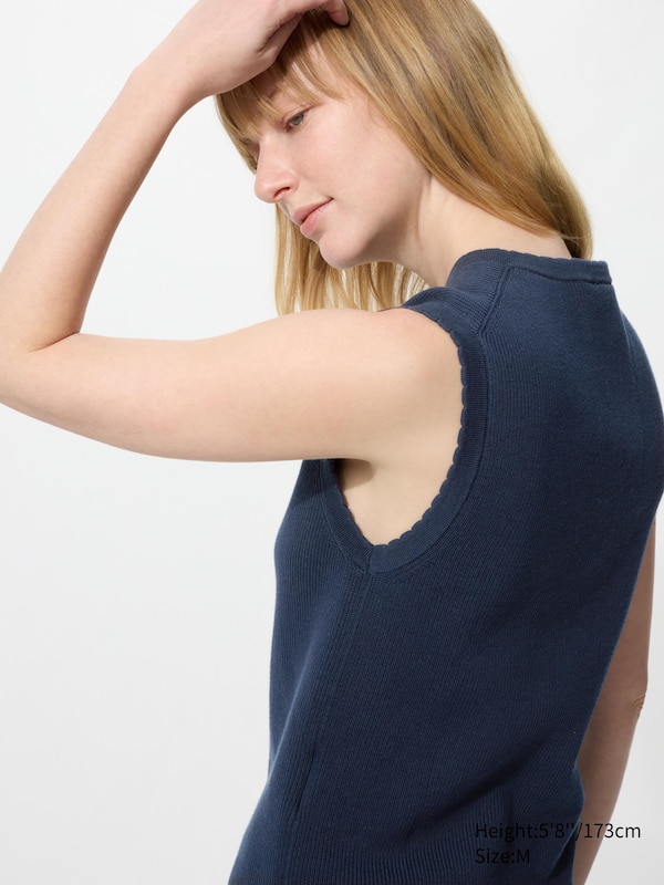 Scalloped V-Neck Sweater | Sleeveless
