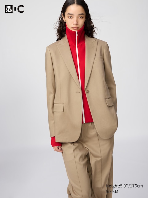 Сшитый на заказ пиджак Uniqlo бежевого цвета
