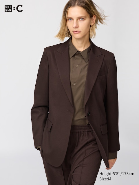 Сшитый на заказ пиджак Uniqlo темно-коричневого цвета