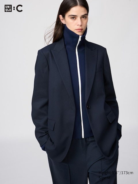 Сшитый на заказ пиджак Uniqlo темно-синего цвета