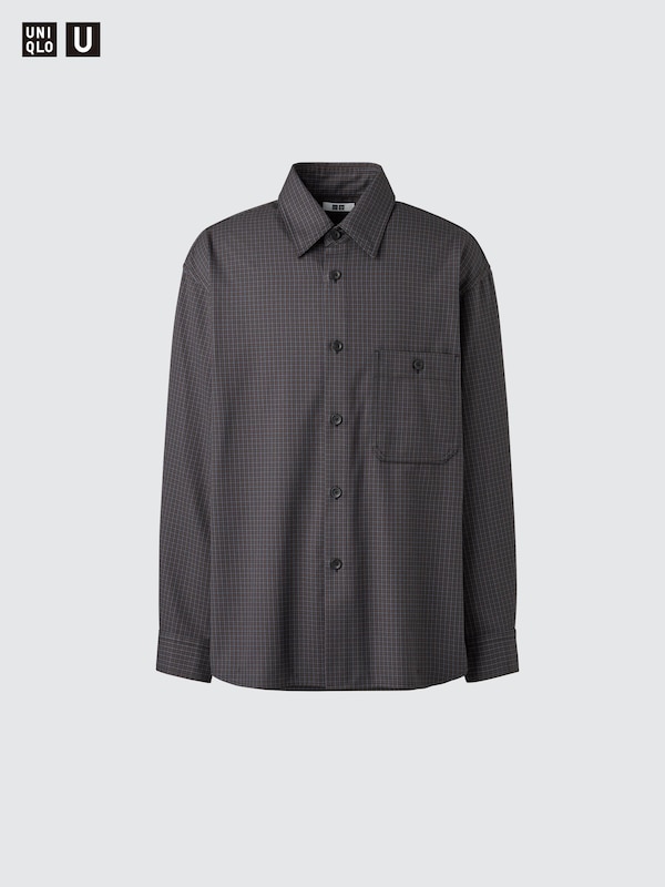 Twill Work Oversized Shirt Long Sleeve | Checked