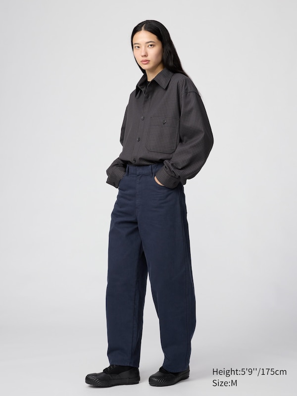 Twill Work Oversized Shirt Long Sleeve | Checked